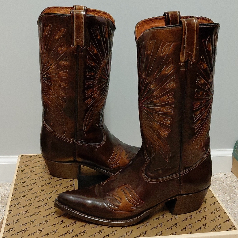 Lucchese Rainbow Peacock Leather Cowboy Boots